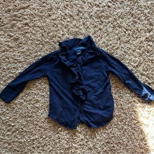 Ralph Lauren 2T Ruffled Navy Blue Shirt